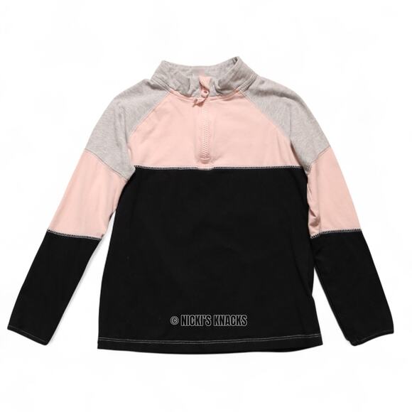 Carters Girls Long Sleeve Quarter Zip Colorblock T-Shirt Pink & Black Size 7 - Picture 2 of 7